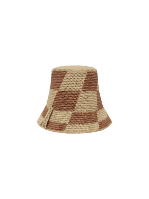 Michelle Raffia Checked Bucket Hat