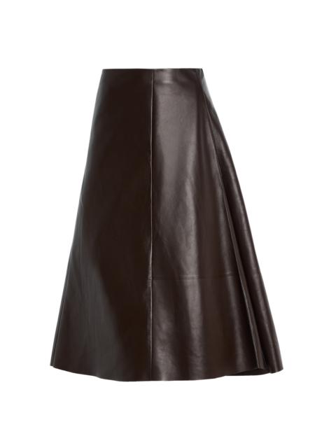 Hedora Leather Midi Skirt brown