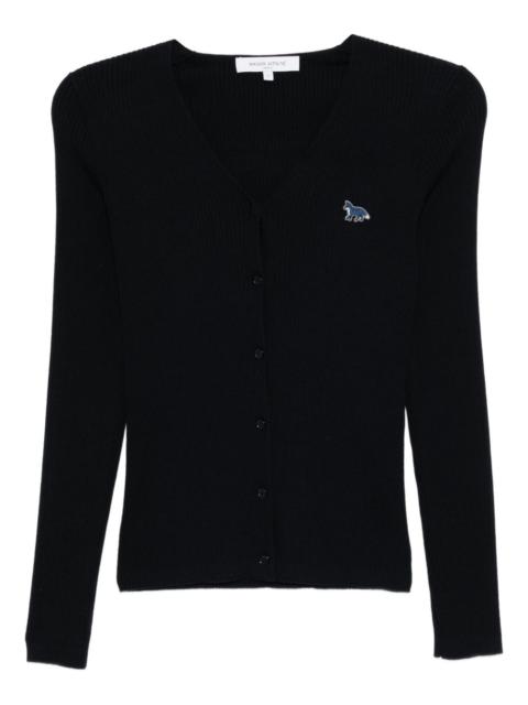 baby fox-patch ribbed cardigan