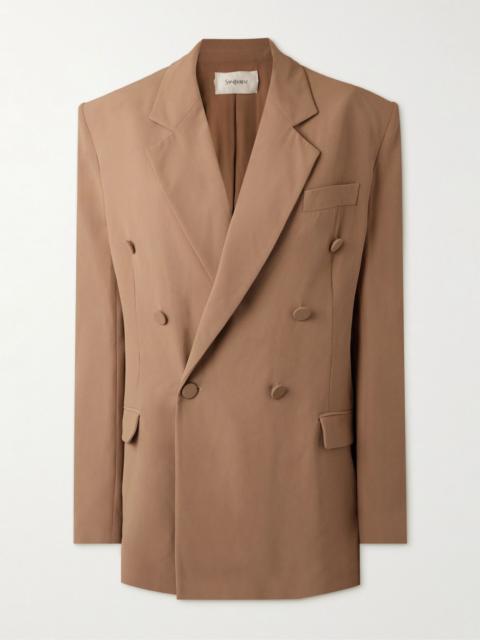 Double-breasted silk-crepe blazer Light brown