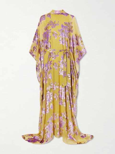 Leonor Embellished Floral Devoré-velvet Silk Gown