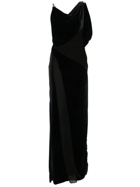 logo-plaque panelled maxi dress