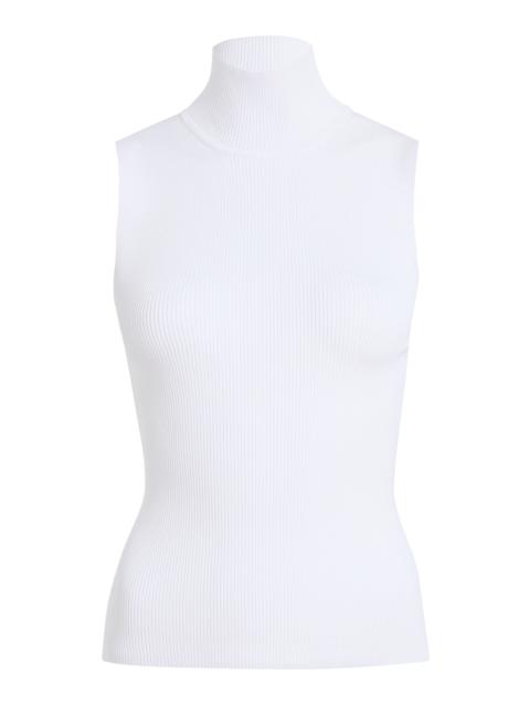 Benita Ribbed-Knit Turtleneck Top white