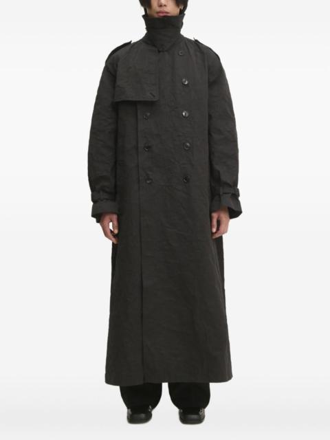 double-breasted belted trench coat