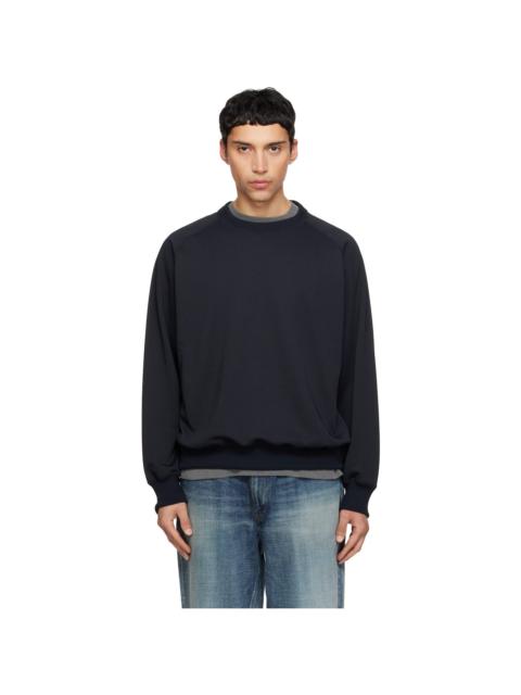 Black Polyester Pile Crew Neck Sweatshirt