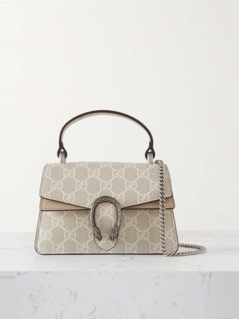 Dionysus mini leather-trimmed printed coated-canvas tote