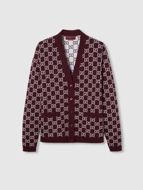 Reversible GG wool jacquard cardigan