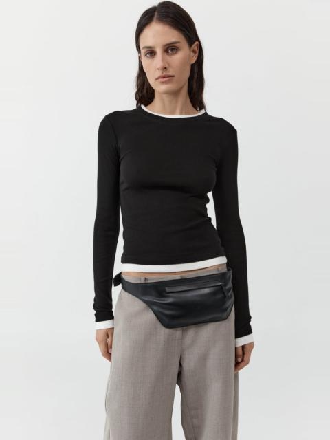 Organic Cotton Layered Long Sleeve Top - Jet Black