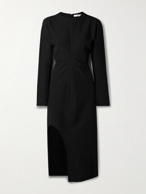 Draped Crepe Midi Dress