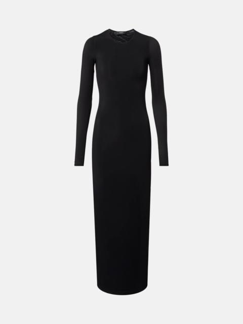 Semi-sheer jersey midi dress