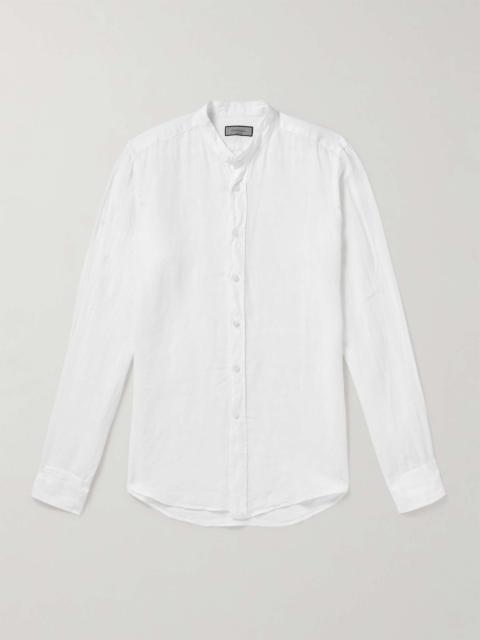 Grandad-Collar Linen-Gauze Shirt