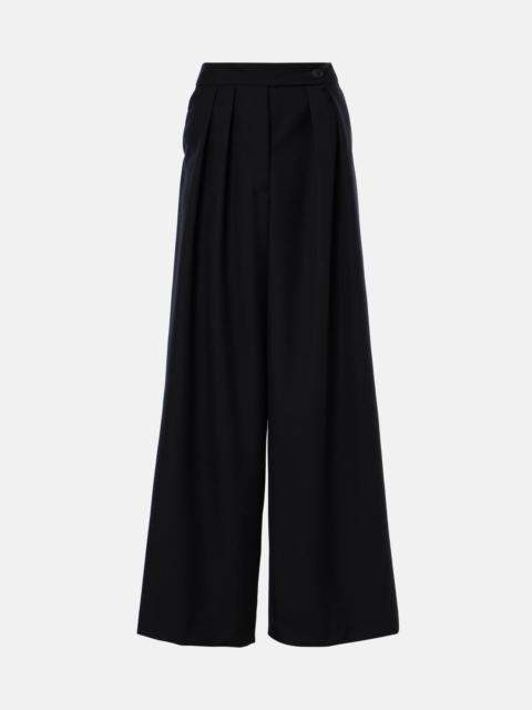 Pleated wool wide-leg pants