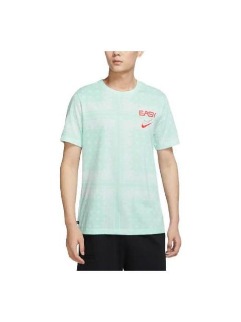 Men's Nike Alphabet Logo Cashew Printing Round Neck Short Sleeve Green T-Shirt DR7659-100