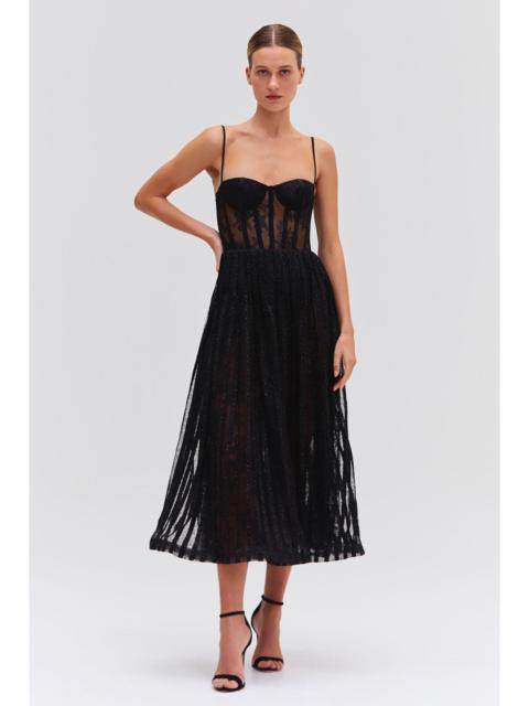 LUREX TULLE BUSTIER MIDI DRESS
