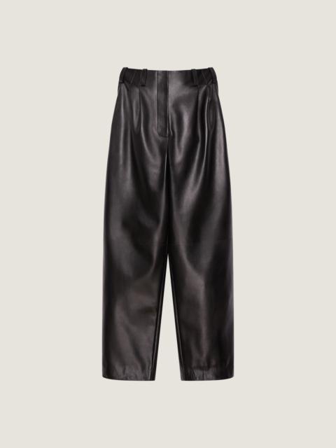 DOUBLE PLEAT PANTS IN LEATHER