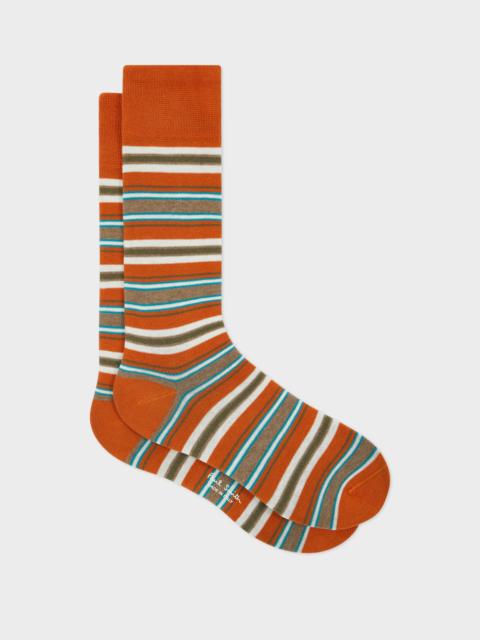 Orange Mixed Striped Socks