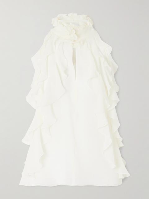 Ruffled Cutout Silk-georgette Top
