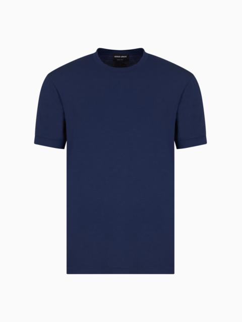 CREW-NECK LONG-SLEEVED T-SHIRT IN STRETCH VISCOSE JERSEY