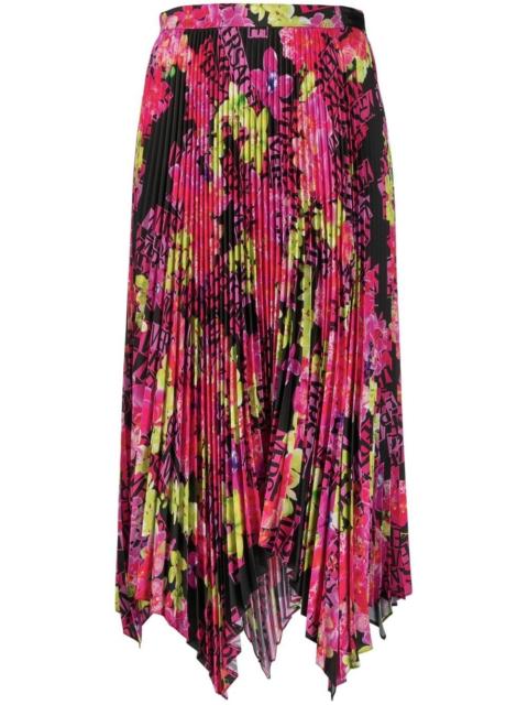graphic-print plissé midi skirt