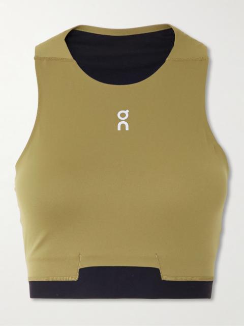 Train 2-in-1 Cropped Stretch Recycled-jersey Top