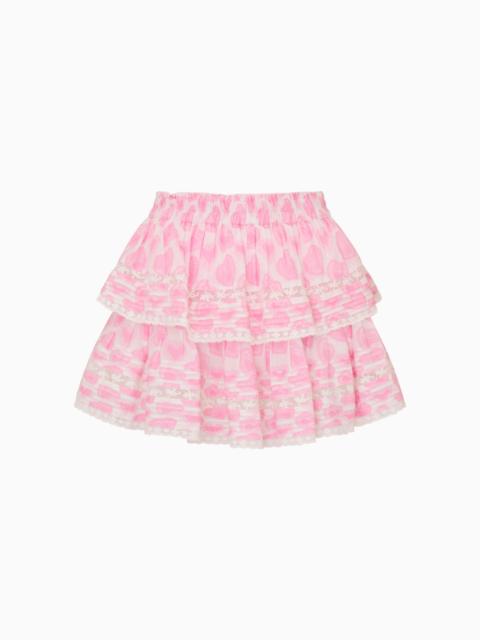Heart Print Ruffle Mini Skirt