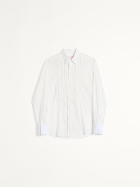 COTTON MUSLIN SHIRT WITH PLASTRON AND LACE DETAILS
