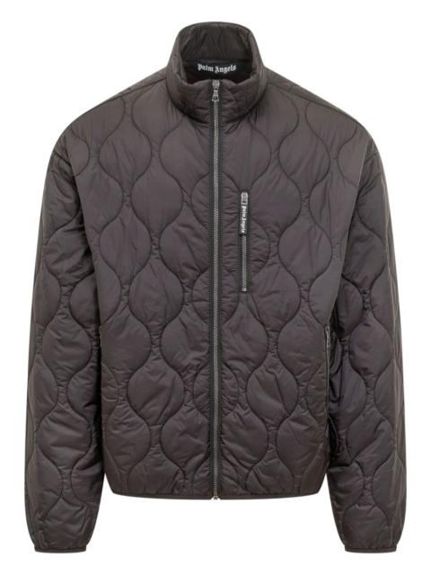 curved logo quilted jacket