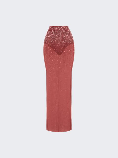 Column Skirt In Crystal Mesh Cognac