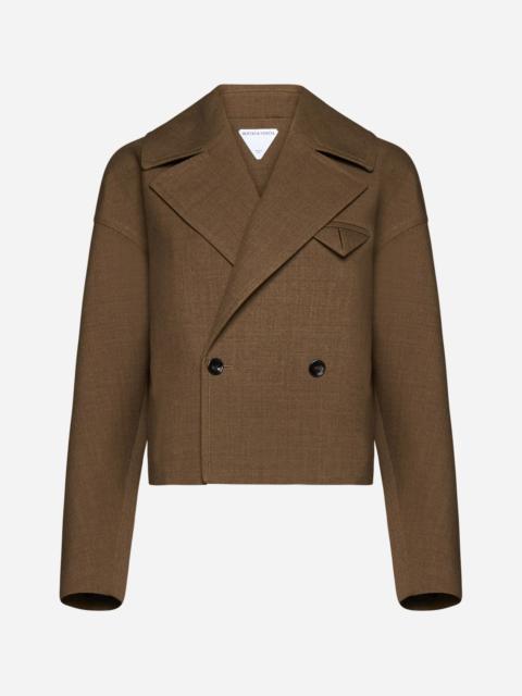 Wool double-breasted cropped jacket