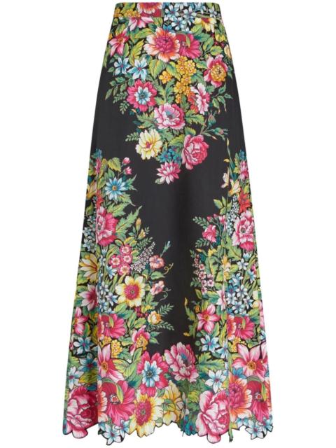 floral-print cotton maxi skirt