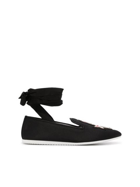 crest ankle-tie loafers