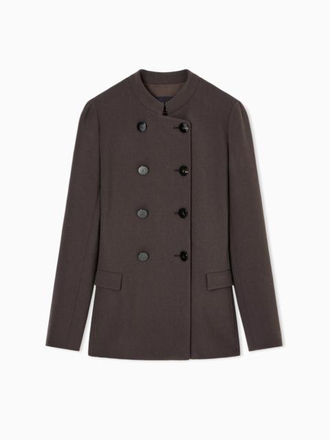 DOUBLE-BREASTED JACKET IN STRETCH VIRGIN WOOL