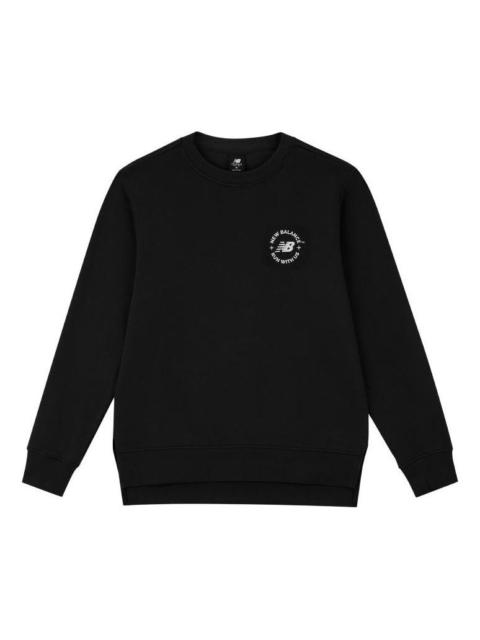 New Balance Logo Pullover Sweatshirt 'Black White' AMT33343-BK