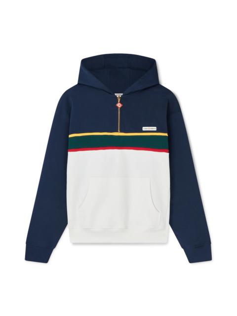 Colourblock Quarter Zip Hooded Sweatshirt