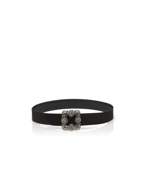 Black Satin Crystal Buckled Belt