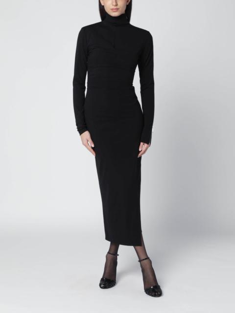 Black turtleneck dress with zip detail
