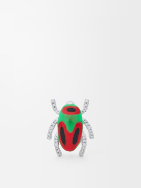 Scarabeo brooch in sterling silver and enamel