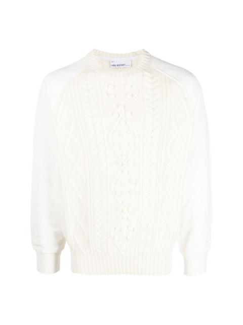 crew-neck hybrid jumper