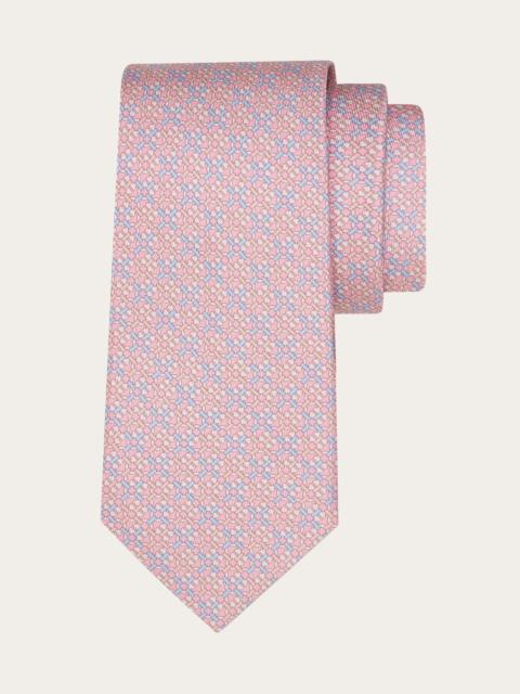 Gancini print silk tie