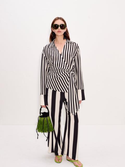 Vietta Crepe Top In Black/White Stripe