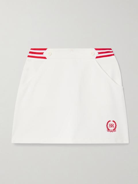 Kelly Striped Embroidered Stretch-twill Mini Skirt