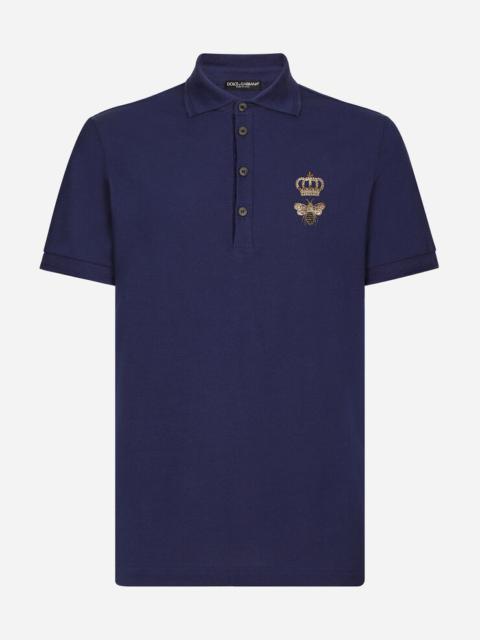 Cotton piqué polo-shirt with embroidery