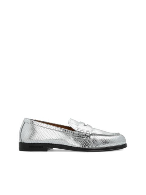 snakeskin-effect loafers