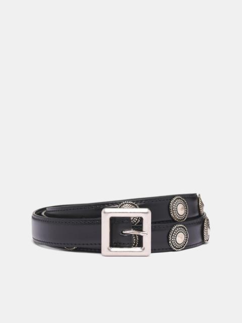 Black Leather Reka Studded Belt
