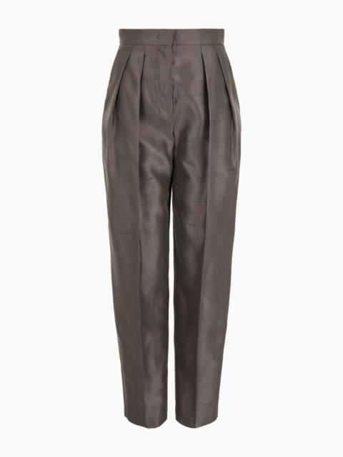 Double-pleat, silk-shantung trousers