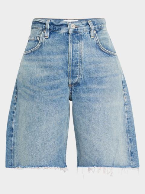 Ayla Frayed Long Denim Shorts