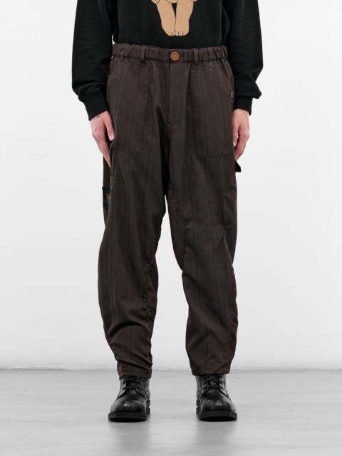 Brown Herringbone Elasticated Relaxed Trousers