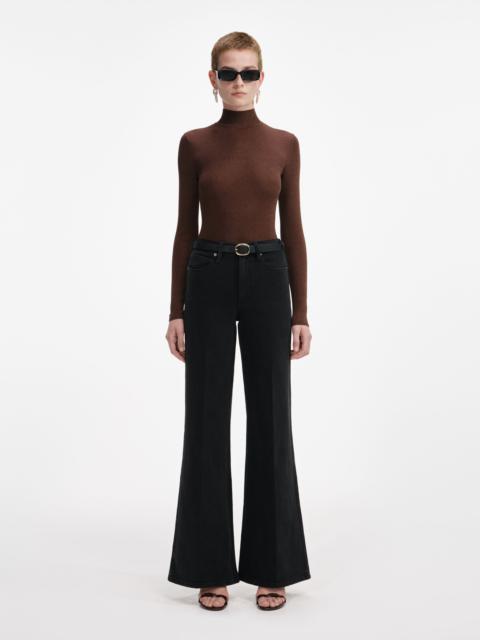 Brown Metallic Viscose Knit Top