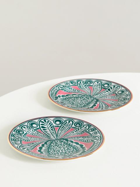 Set Of Two Gold-plated Porcelain Dessert Plates