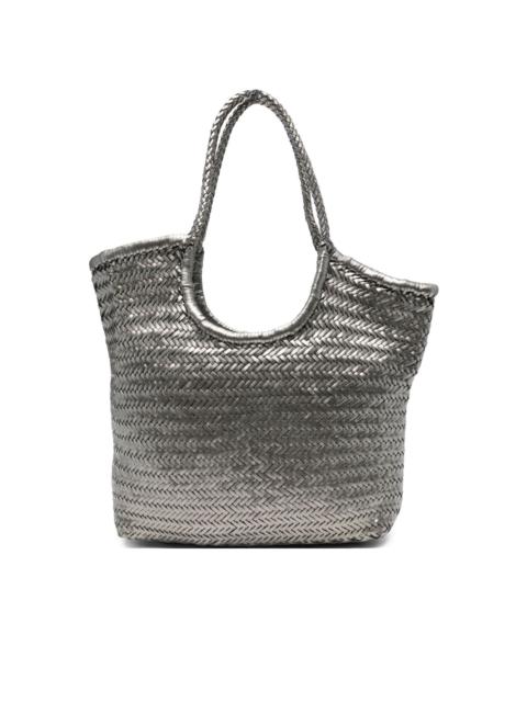 Diagonal woven tote bag